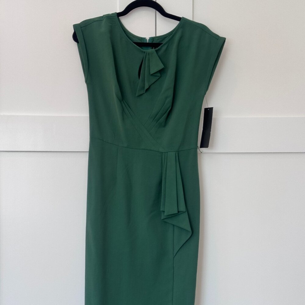 Stop Staring Green Ruched Peplum Sheath Dress NWT Medium - Picture 3 of 10